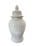 Hudson White Ceramic Scroll Ginger Jar (Multiple sizes)