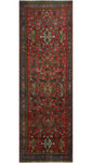 Vintage Rahmatul Red/Ink Blue Runner, 3'7" x 10'8"