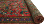 Vintage Rahmatul Red/Ink Blue Runner, 3'7" x 10'8"