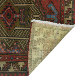 Vintage Brecken Rusty-Red/Teal Green Runner, 3'1" x 9'11"