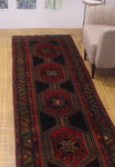 Semi Antique Maya Black/Red Rug, 3'5" x 13'2"