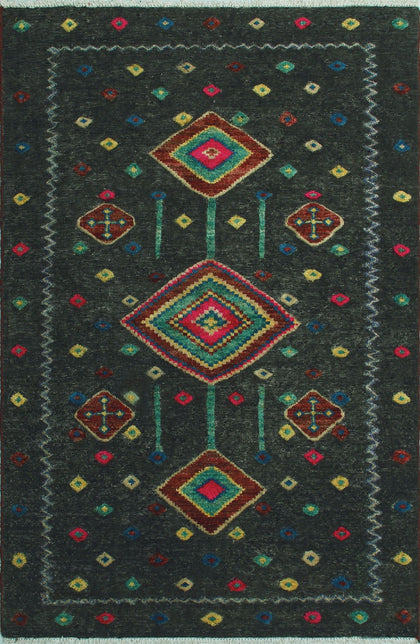 Peshawar Eldon Eggplant/Pink Rug, 4'0" x 6'3"