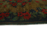 Vintage Folade Green/Gold Rug, 3'7" x 4'11"