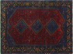 Semi Antique Nurziya Blue/Red Rug, 5'3" x 6'7"
