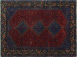 Semi Antique Nurziya Blue/Red Rug, 5'3" x 6'7"