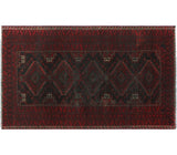 Semi Antique Ibrahim Red/Black Rug, 3'9" x 6'5"