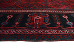 Semi Antique Paxtun Red/Navy Rug, 9'3" x 11'10"