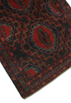 Vintage Sajjad Black/Red Rug, 3'7" x 6'2"