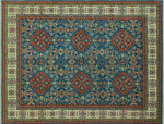 Kazak Arelys Blue/Ivory Rug, 9'2" x 11'8"