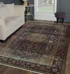 Semi Antique Bird Navy/Beige Rug, 7'8" x 10'9"