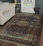 Semi Antique Bird Navy/Beige Rug, 7'8" x 10'9"