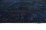 Vintage Mowluda Blue/Charcoal Rug, 3'0" x 8'8"