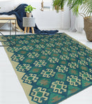 Sangat Umar Ivory/Blue Rug, 6'7" x 9'5"