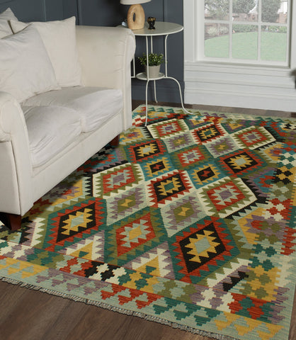 Sangat Rengin Lt. Blue/Rust Rug, 4'8" x 6'6"