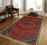 Fine VTG Ramy Rust/Blue Rug, 4'11" x 8'8"