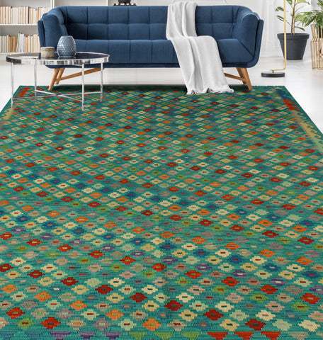 Sangat Junius Blue/Rust Rug, 8'4" x 9'6"