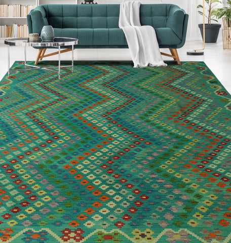 Sangat Mosuma Blue/Green Rug, 8'4" x 11'2"