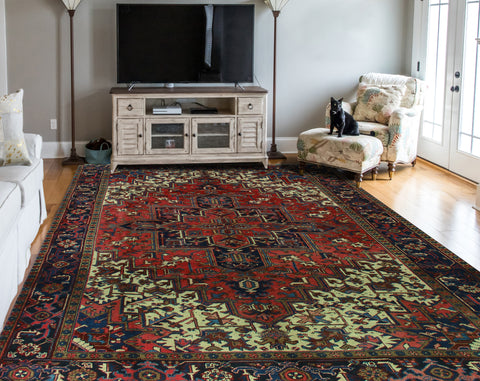 Semi Antique Gonzalo Red/Navy Rug, 7'8" x 10'8"