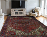 Semi Antique Fereshte Red/Blue Rug, 9'9" x 12'2"