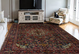 Semi Antique Izegbe Blue/Red Rug, 7'9" x 10'9"