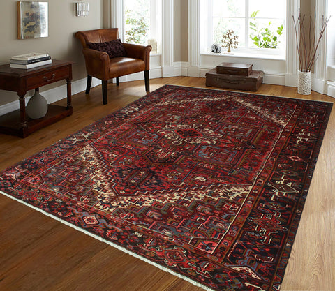 Semi Antique Johnny Red/Charcoal Rug, 8'8" x 11'1"
