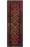 Semi Antique Cranly Rusty-Red/Charcoal Runner, 3'2" x 9'3"