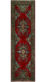 Semi Antique Hezekiah Red/Green Runner, 2'8" x 9'1"