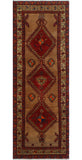 Semi Antique Huri Brown/Red Runner, 3'5" x 9'6"