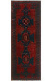 Vintage Constanz Red/Navy Runner, 3'5" x 9'9"