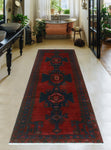 Vintage Constanz Red/Navy Runner, 3'5" x 9'9"