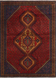 Semi Antique Yama Red/Blue Rug, 5'1" x 6'7"