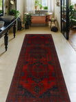 Vintage Westin Red/Charcoal Runner, 3'5" x 9'11"