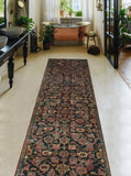 Semi Antique Sienna Red/Navy Runner, 2'3" x 11'0"