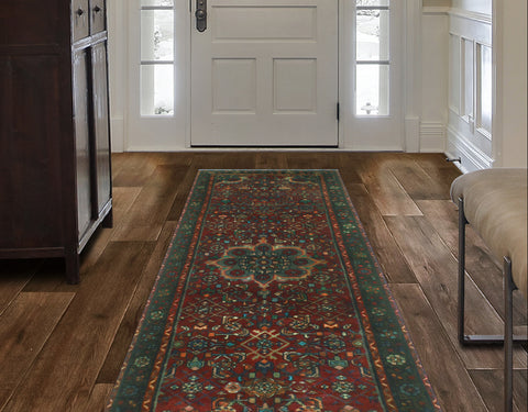 Fine VTG Isphan Burgundy/Brown Runner, 3'4" x 8'1"