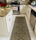 Semi Antique Bertram Beige/Red Rug, 3'1" x 12'0"