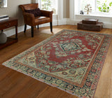 Vintage Nozimjon Red/Beige Rug, 4'4" x 6'4"