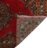 Semi Antique Paola Red/Navy Runner, 3'1" x 13'2"