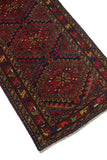 Fine VTG Andrick Red/Navy Rug, 3'3" x 9'7"