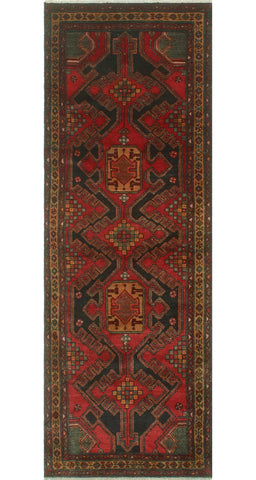 Fine VTG Tracey Red/Beige Runner, 3'4 x 9'6