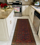 Fine VTG Mahboobu Navy/Red Runner, 3'6" x 9'10"