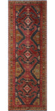 Semi Antique Fitnat Red/Navy Runner, 3'7 x 10'4