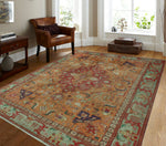 Vintage Mensah Orange/Lt. Green Rug, 8'1" x 10'9"