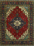 Semi Antique Brianda Red/Navy Rug, 5'0" x 6'6"