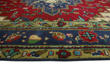 Semi Antique Brianda Red/Navy Rug, 5'0" x 6'6"