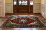 Semi Antique Brianda Red/Navy Rug, 5'0" x 6'6"