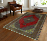Semi Antique Archie Red/Green Rug, 4'5" x 5'11"
