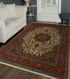 Fine Semi Antique Rayden Ivory/Red Rug, 6'7" x 9'7"