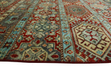 Aria Kassim Red/Blue Rug, 7'10" x 10'3"