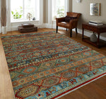 Aria Kassim Red/Blue Rug, 7'10" x 10'3"