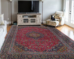 Fine VTG Kaseeb Red/Navy Rug, 9'5" x 12'10"